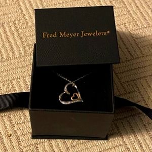 Diamond Double Heart Pendant in Sterling Silver and 10K Rose Gold